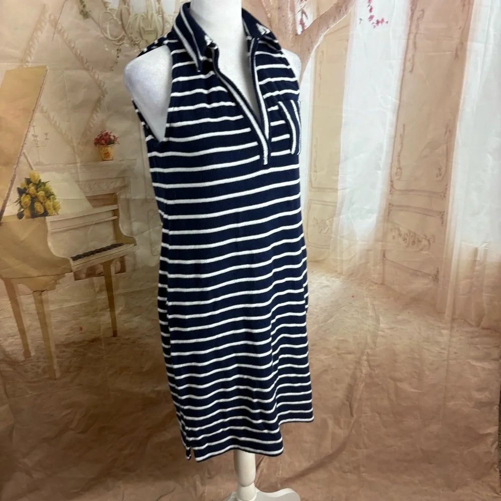 NEW Vineyard Vines Terry Towel Women's Navy Striped Dress - Picture 5 of 11